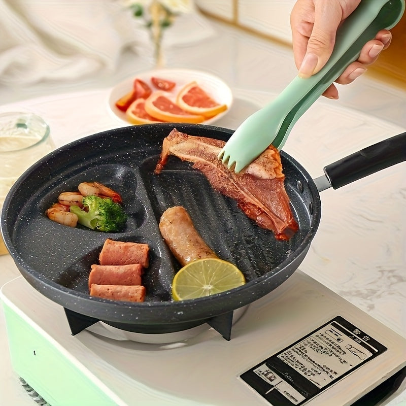 1 Sartén de hierro fundido antiadherente para tortilla, panqueques y hamburguesas, apta para estufas de gas y eléctricas, diseño de múltiples quemadores, herramienta ideal para el desayuno en la cocina, olla de cocina moderna y elegante.
