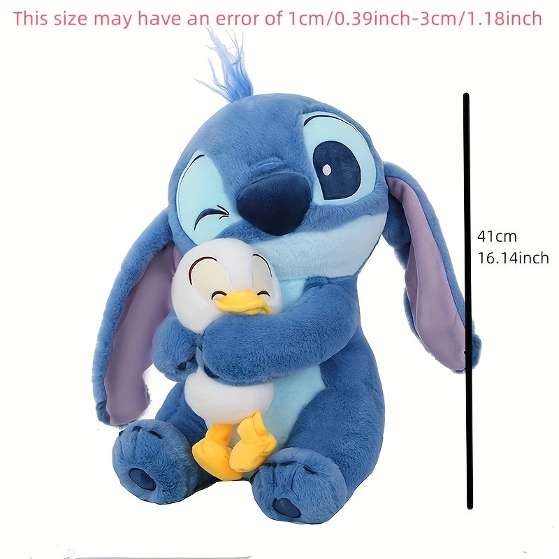 Muñeco de Peluche de Stitch de Disney con Patito - Muñeca Azul de Dibujos Animados Linda, Kawaii para Decoración, Adorno para el Coche, Regalo Ideal para Cumpleaños, Navidad, Halloween, Pascua
