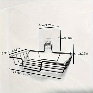 Jabonera de Acero Inoxidable de Fácil Instalación - Montaje en Pared, Diseño de Drenaje Sin Taladro para Baño y Cocina