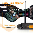 Sistema de Monitores Intraurales Inalámbricos UHF LMBGM AR2090 - Doble Canal, Control Táctil, Ideal para Músicos de Escenario y Estudio (Incluye 2 Cinturones y Transmisor), LMGBM