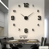 1 reloj de pared de acrílico moderno, reloj grande silencioso con números 3D, corona plana redonda, operado por batería (AA), ideal para decoración de salón y dormitorio