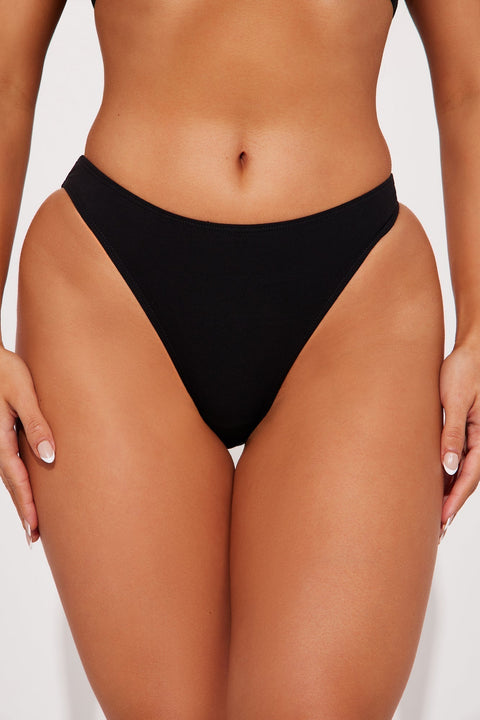 Pantalón de bikini de pierna alta Nova Cotton - Negro