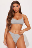 Panty bikini de talle alto Nova Cotton - Gris Jaspeado