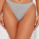 Panty bikini de talle alto Nova Cotton - Gris Jaspeado