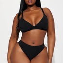 Pantalón de bikini de pierna alta Nova Cotton - Negro