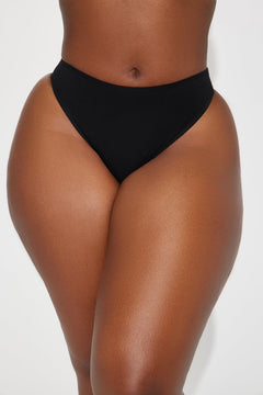 Pantalón de bikini de pierna alta Nova Cotton - Negro