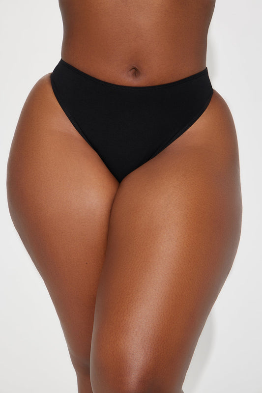 Pantalón de bikini de pierna alta Nova Cotton - Negro