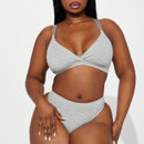 Panty bikini de talle alto Nova Cotton - Gris Jaspeado