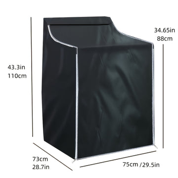 Cubierta de polvo para lavadora y secadora con apertura frontal - Protección solar, no requiere batería, compatible con electrodomésticos de estilo americano, negro con cremallera blanca, accesorio para lavadora y secadora, accesorio para electrodoméstic