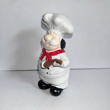 Figura de Chef con Barba Blanca y Banda Roja - Estatuilla Creativa en Resina para Decoración de Cocina, Uso Interior/Exterior, Ideal para Hogar o Restaurante