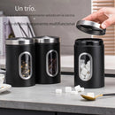 1pc Contenedor Hermético de Acero Inoxidable para Almacenamiento de Alimentos - Reutilizable, Tarro Metálico Redondo con Tapa Abatible para Granos de Café, Té, Azúcar y Más - Perfecto para la Organización de la Cocina