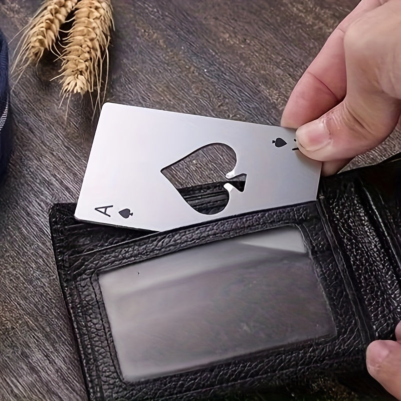 Sacacorchos con forma de carta de picas, para botellas de cerveza y refresco, de acero inoxidable, diseño creativo