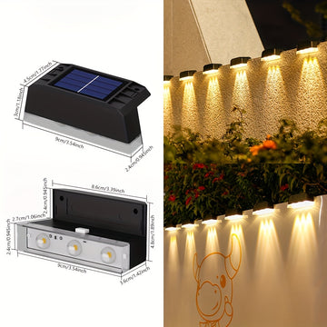 Conjunto de 4 Luces Solares para Exteriores IP44, Iluminación LED Energéticamente Eficiente para Paredes en Jardín, Patio, Escaleras de Villa y Decoración Exterior - Fácil Instalación, Sin Necesidad de Control Remoto