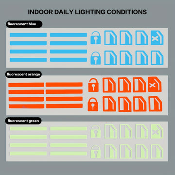 1 juego de pegatinas de botón de ventana de coche universal - Verde fluorescente, azul, naranja, pegatinas funcionales de botón adecuadas para accesorios de interior de coche