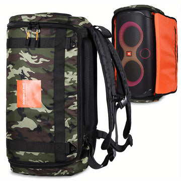 Bolsa de viaje de altavoz Partybox 110, camuflaje con acceso de cremallera, ventana de sonido coincidente para operación fácil, estuche de equipo de música