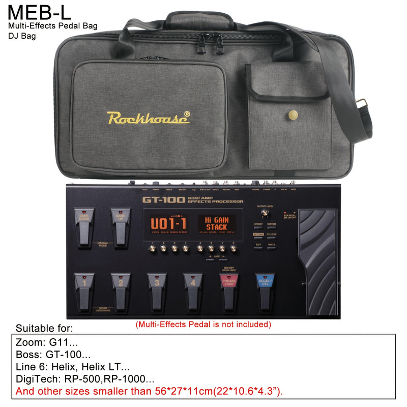 Estuche Profesional Portátil Multi-Efecto para Pedales - Bolsa Resistente Gris para Controladores DJ y Equipos con Múltiples Compartimentos, Costuras Reforzadas, Cremalleras Doradas y Asas Ergonómicas para Músicos, Uso en Directos y Estudio, Funda para P