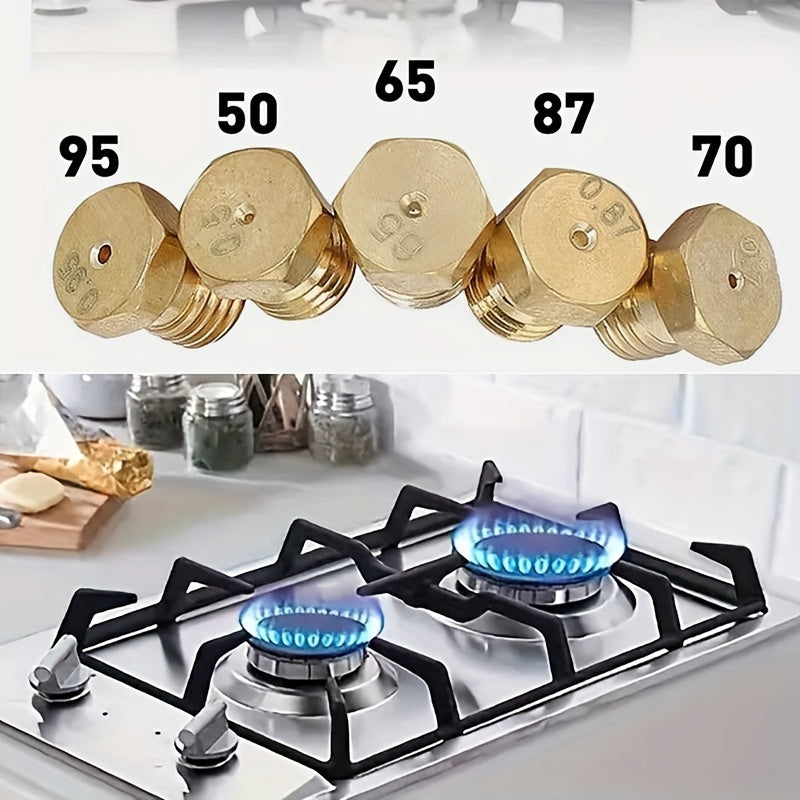 Conjunto de 5 Boquillas para Estufa de Gas de Cobre de Alta Calidad - Piezas de Repuesto Duraderas y Resistentes a la Corrosión para Estufas Sabafu - Tamaños de Quemador 0.5/0.65/0.7/0.87/0.95mm - Accesorio Esencial de Cocina para un Control Preciso del