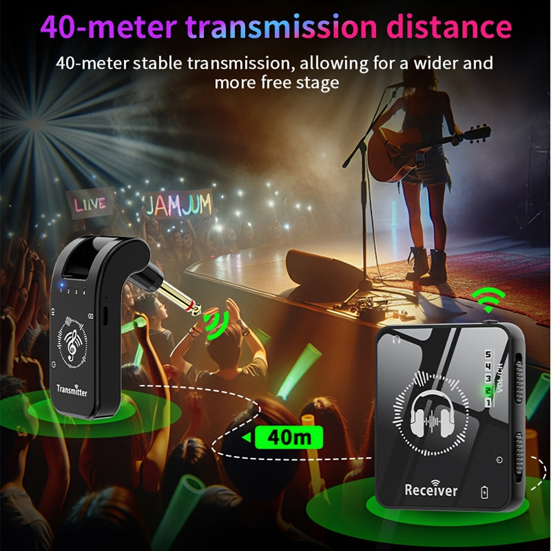 Sistema de monitorización intrauditivo inalámbrico de 2,4 G, transmisor giratorio de 282°, receptor de clip de collar portátil, emparejamiento automático recargable, baja latencia, distancia efectiva de 39,93 metros para estudio, ensayo de banda, actuaci