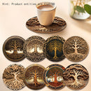 Conjunto de 8 Piezas Árbol de la Vida, Imagen Plana en 2D para Productos, Posavasos de Madera, Esencial para Reuniones Familiares Festivas, Adecuado para Bares, Empresas, Hogares y Diversos Lugares 9.98cm*9.98cm
