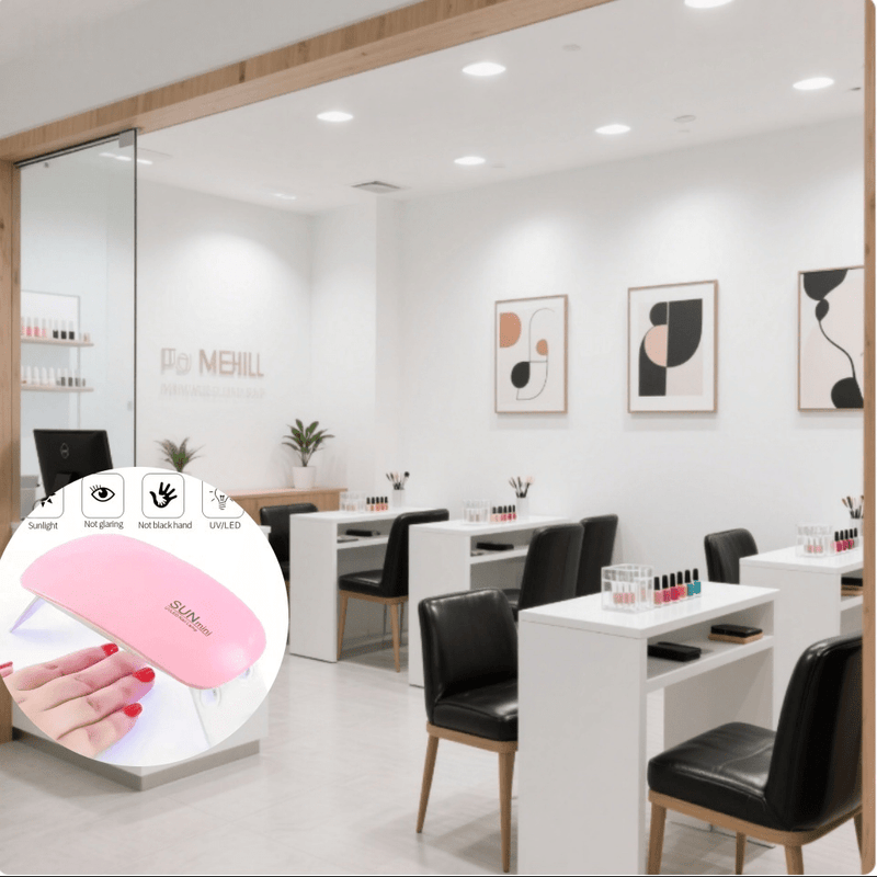 Mini Lámpara Portátil para Uñas con 6 LED - Rosa y Blanco, Alimentación USB, Diseño Plegable, Ideal para Pulido de Gel y Secado - Perfecta para Cuidado de Manos y Pies
