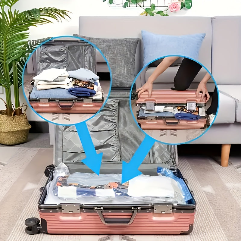 Juego de 8 bolsas de almacenamiento de vacío extra grandes de 40x60cm con 1 bomba manual - Ahorra espacio, compresión hermética, a prueba de polvo y humedad, adecuado para ropa y ropa de cama, adecuado para dormitorios, armarios y mudanzas