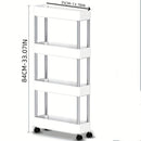 Estante móvil para cocina con ruedas - Organizador ahorrador de espacio para encima del refrigerador, carrito plástico resistente con múltiples niveles para despensa, baño y espacios estrechos, fácil de armar sin herramientas