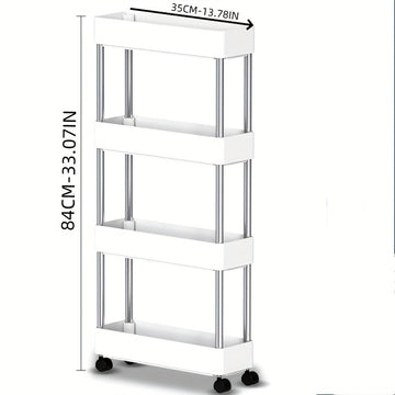 Estante móvil para cocina con ruedas - Organizador ahorrador de espacio para encima del refrigerador, carrito plástico resistente con múltiples niveles para despensa, baño y espacios estrechos, fácil de armar sin herramientas