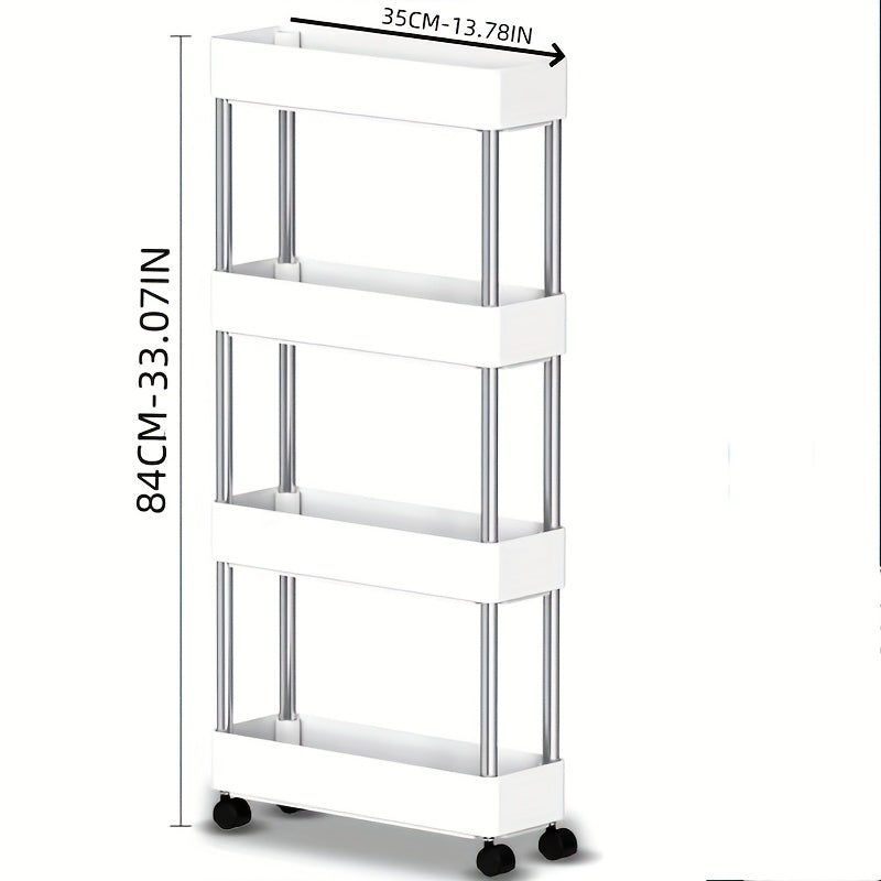 Estante móvil para cocina con ruedas - Organizador ahorrador de espacio para encima del refrigerador, carrito plástico resistente con múltiples niveles para despensa, baño y espacios estrechos, fácil de armar sin herramientas