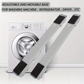 2 Piezas de Carro Ajustable para Electrodomésticos con 24 Ruedas, Cojín Antideslizante y Frenos - Sin Batería Necesaria para Refrigerador, Lavadora, Secadora, Muebles - Accesorios para Hogar, Soporte Resistente, Diseño Ergonómico con Palanca, Ruedas Equi