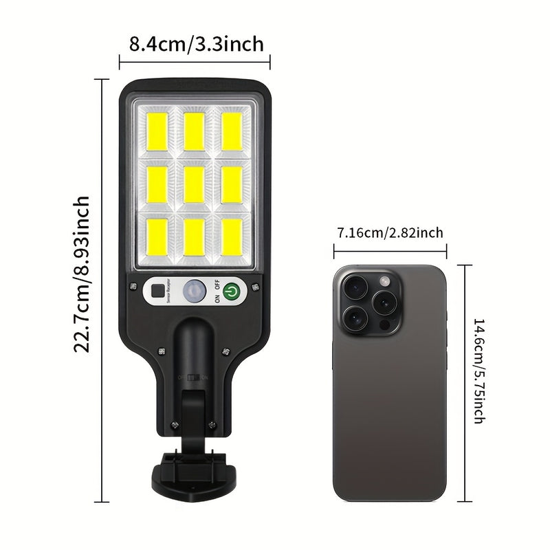 8 piezas Luces de jardín alimentadas por energía solar 108COB, aplique de pared, 3 modos, eficientes en energía, material de plástico, batería de litio, 1200mAh, con control remoto, función de sensor infrarrojo, montaje semi empotrado, desmontable, con h