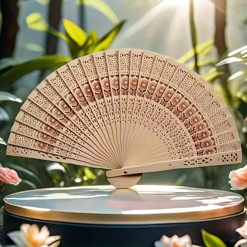30 abanicos de boda de bambú vintage - Diseño floral elegante, compactos y portátiles, ideales para decoraciones de fiestas de boda y regalos de verano, decoraciones de boda, perfectos para Navidad, ideal para Acción de Gracias.