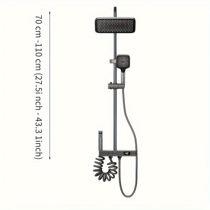1 Juego de Ducha Termostática, Juego de Grifos de Ducha Digital, Cabeza de Ducha de Lluvia | Grifo de Ducha de Teclas de Piano, Juego de Mezclador de Ducha de Baño con Cabeza de Ducha de Lluvia, Espouta de Bañera, Ducha de Mano y Espray de Bidet, Montaje