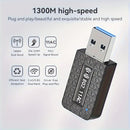 Adaptador WiFi Router para escritorio con 1300Mbps, doble banda 2.4GHz y 5.8GHz, antena de alta ganancia, modo USB, compatible con Windows 7/8/8.1/10/11, batería de botón no recargable, no incluye batería, router para hogar y oficina.