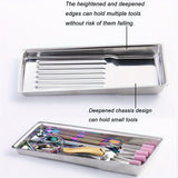 Plato de almacenamiento de desinfección para herramientas de manicura de acero inoxidable cuadrado, adecuado para estudios de tatuaje, salones de uñas DIY BT