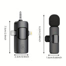Micrófono inalámbrico de 3 en 1, claro, mini, adecuado para for iphone con enchufe de luz, teléfonos Android/computadoras/laptops, micrófono con doble clip de cuello con enchufe USB-C/3,5 mm, utilizado para grabación de video, vlogging, transmisión en vi