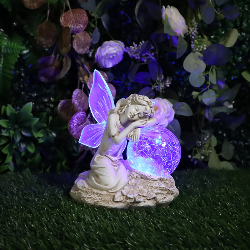Luces Solares de Jardín Ángel Elegantes: Diseño Sagrado con Cambio de Colores, Regalo Perfecto para Ancianos