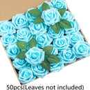 50 piezas de rosas artificiales LuxeCraft, flores falsas de poliuretano para ramo de novia DIY, arreglos florales para el hogar, ideales para decoración de Navidad, Halloween, Pascua, San Valentín - Sin contenedor incluido