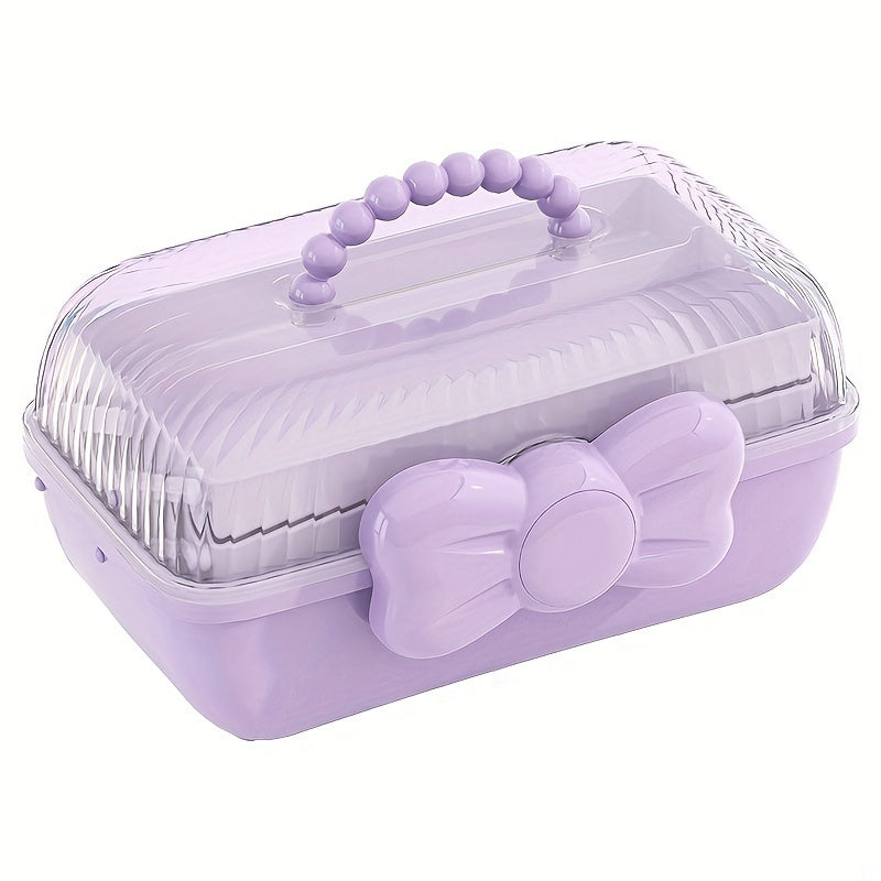 1 Unidad, Caja De Almacenamiento Linda Y De Estilo De Caricatura, De Horquillas Para El Cabello Y Cosméticos, Organizador De Gran Capacidad De Múltiples Capas, Caja De Joyería Transparente, Suministros De Almacenamiento
