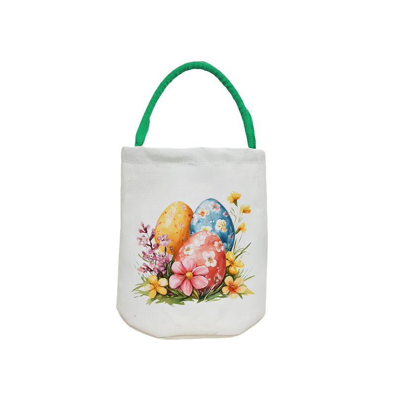 Una canasta de Pascua redonda con un diseño de conejo con asas, adecuada para niños y niñas. Perfecta para decorar con huevos de Pascua, juguetes, libros y regalos para las vacaciones.