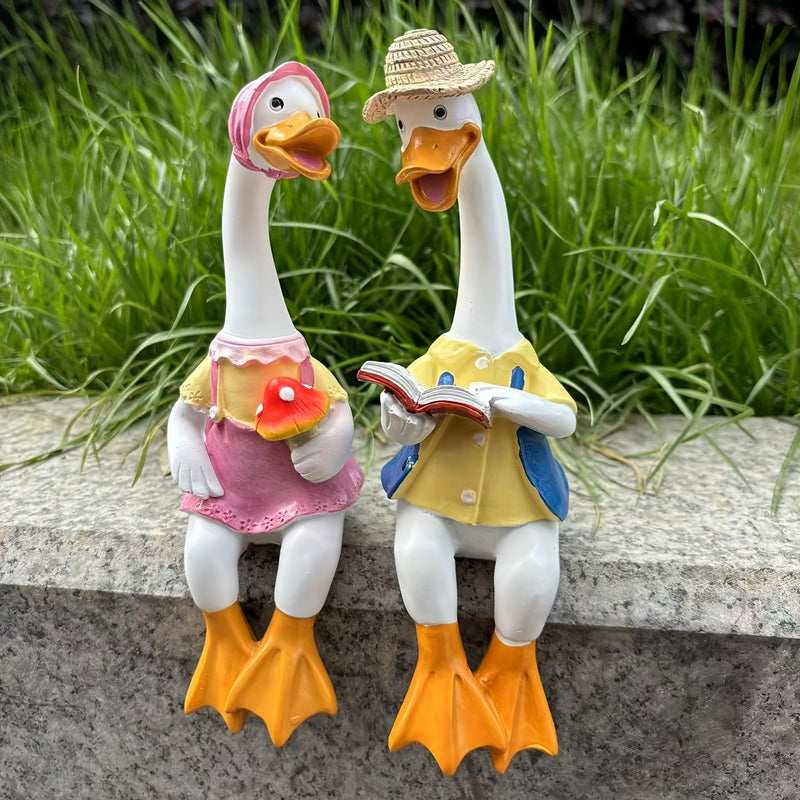 Encantadoras figuras de pata de resina de pato, ideal para decoración de jardín al aire libre, patio, villa y escena de granja, con detalles pintados a mano, para uso interior y exterior.