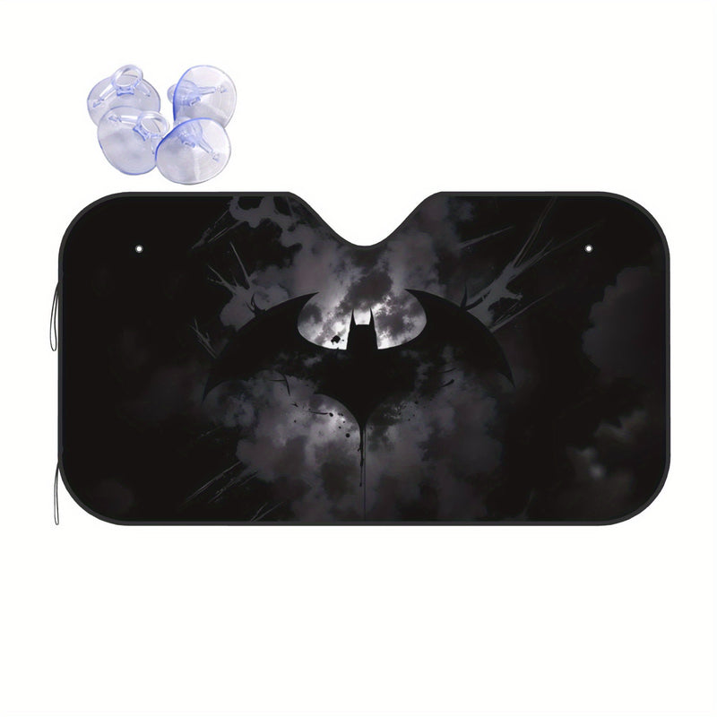 Paraguas solar plegable de Batman de Warner Bros. | Cubierta de parabrisas estilo dibujos animados con material de poliéster | Visera de coche premium con bloqueo de UV | Mantiene la temperatura fresca del habitáculo | Accesorio automotriz unisex (instal