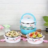 Recipiente de acero inoxidable de tres capas con tapa para mantener la frescura, redondo y apto para uso en la oficina, escuela, campamentos y cocina - 2100 ml / 70 onzas