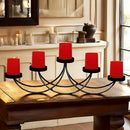 Cinco Soportes de Velas Negras, Soportes de Velas de Metal con un Tema de Hogar, Acabados con Pintura, Adecuados para Instalación en Mesas, Decoración Elegante para Comedores y Salas de Estar.