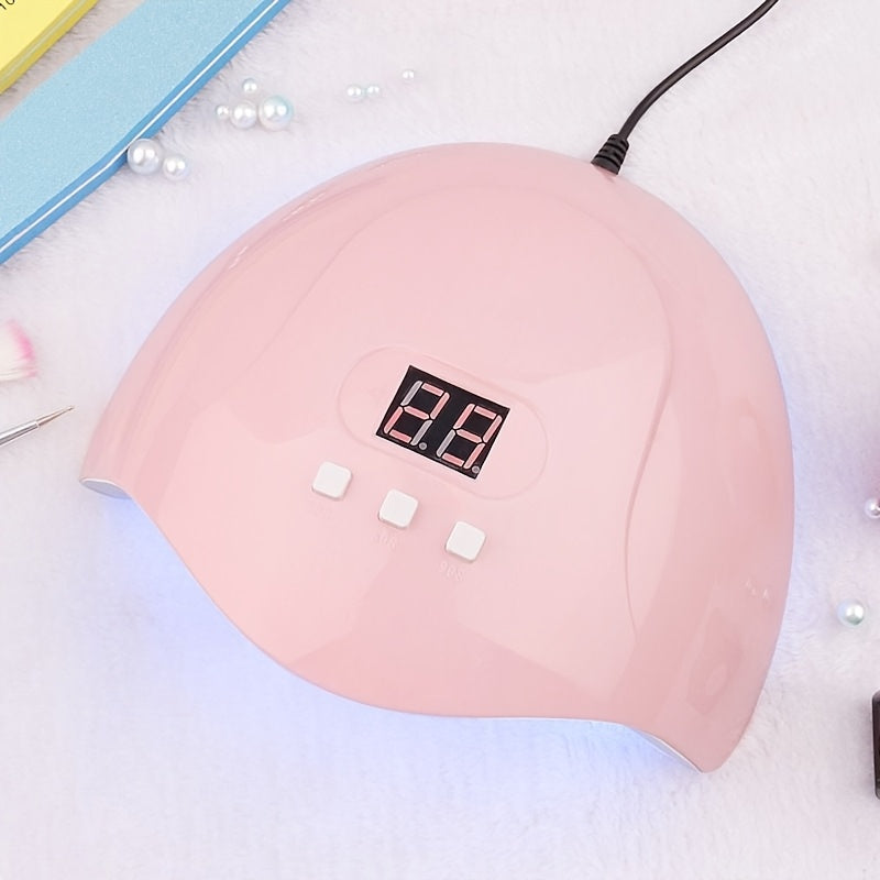 54W 18 Piezas Lámpara de Uñas Rosa Inteligente con Inducción, Luz para Curado de Esmalte y Función de Temporizador, Compatible con Diferentes Máquinas de Pegamento para Uñas