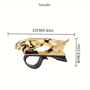 Soporte para Móvil de Coche Leopardo de Dinero - Clip Multifuncional para Tablero de Instrumentos, Soporte de Navegación Estilo Dos en Uno, Adorno Interior para Coche