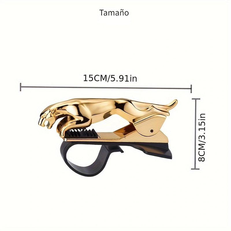 Soporte para Móvil de Coche Leopardo de Dinero - Clip Multifuncional para Tablero de Instrumentos, Soporte de Navegación Estilo Dos en Uno, Adorno Interior para Coche
