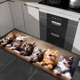 1 alfombra rectangular suave de tejido de poliéster con respaldo antideslizante, lavable a máquina y de pelo bajo - Diseño divertido de gatos para cocina, sala, dormitorio, baño u oficina - Decoración hogareña cómoda y fresca, alfombras de cocina antides
