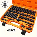 Juego de herramientas de reparación automotriz profesional, con llave de ratchet, cabeza de enchufe y destornillador, adecuado para reparación de automóviles, bicicletas y motocicletas, y juego de herramientas de jardinería negra para el hogar con caja d