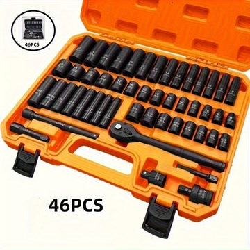 Juego de herramientas de reparación automotriz profesional, con llave de ratchet, cabeza de enchufe y destornillador, adecuado para reparación de automóviles, bicicletas y motocicletas, y juego de herramientas de jardinería negra para el hogar con caja d