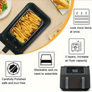 3pcs Accesorios de Acero Inoxidable para Freidora de Aire - Rejilla Rectangular Multifuncional, Apto para Microondas, Apilable y Antiadherente - Adecuado para la Mayoría de Freidoras de Aire, Revestimiento para Freidora de Aire